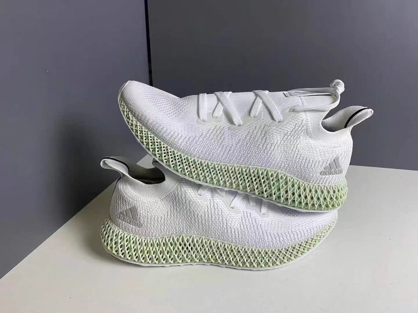 Adidas adidas Ultra 4D "Core White/Almost Lime" Running Shoes K15 Size US 13 / EU 46 - 3 Thumbnail