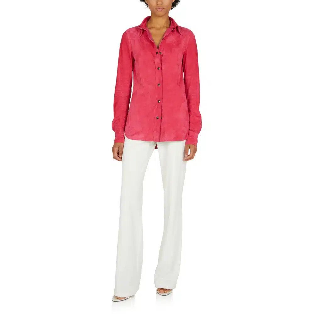Tom Ford o1loc1c1024 CAL553 Leather Suede Shirt in Pink Size S / US 4 / IT 40 - 2 Thumbnail