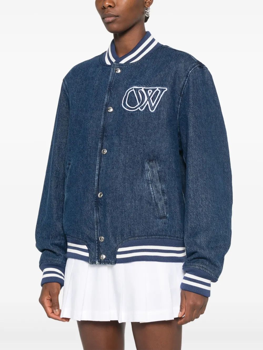 Off-White o1y1125 Denim Jacket in Blue/White Size M / US 6-8 / IT 42-44 - 2 Thumbnail