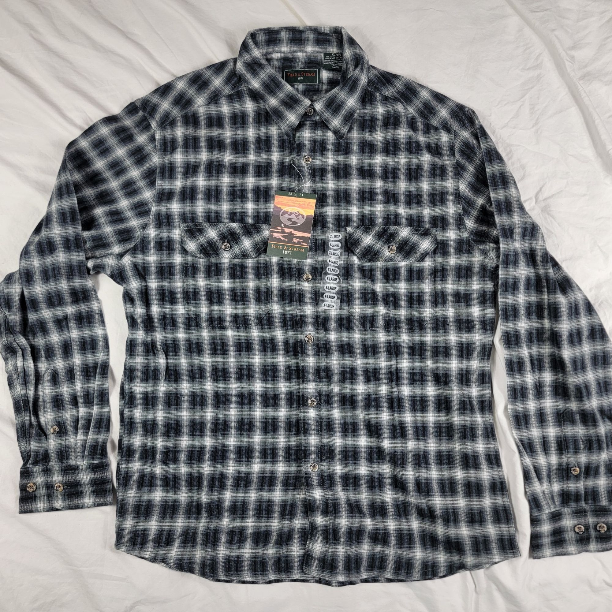 Field & Stream Field & Stream Mens XL Black White Plaid Flannel Shirt Casua Size US XL / EU 56 / 4 - 1 Thumbnail