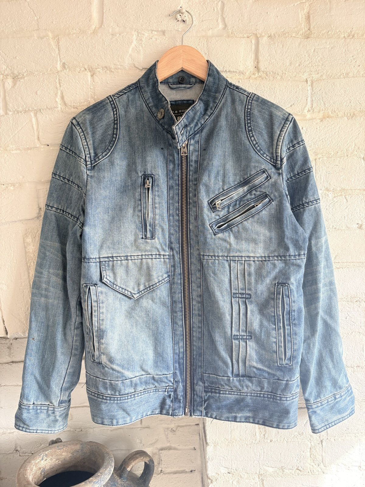 Vintage Vintage Washed Denim Biker Jacket Size L Size US M / EU 48-50 / 2 - 2 Thumbnail