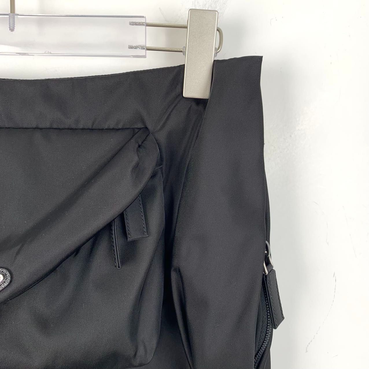 Prada Prada Black Nylon Belted Mini Skirt With Front Pocket Size 27" / US 4 / IT 40 - 3 Thumbnail