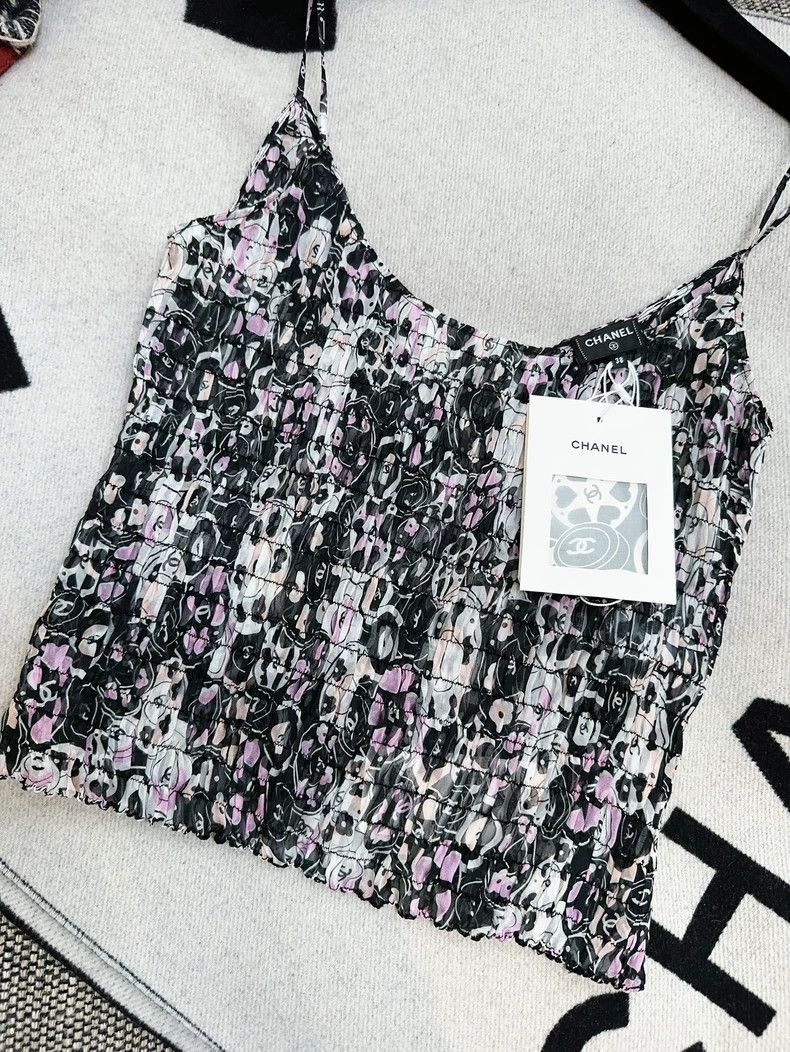 Chanel Chanel 24P Pink Black Silk Camisole Top Size M / US 6-8 / IT 42-44 - 2 Thumbnail