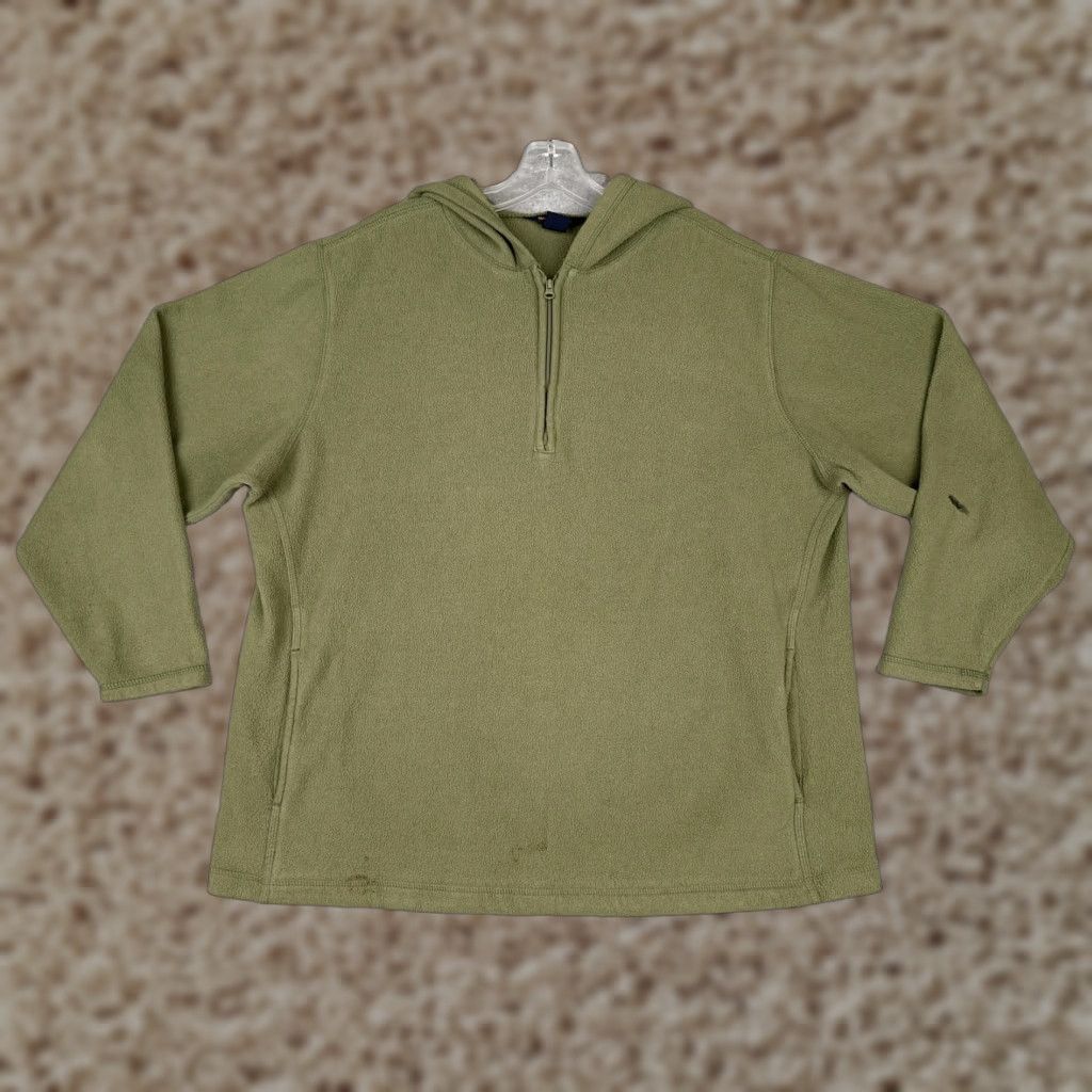 Vintage Woolrich Hoodie Womens Large Green Fleece 1/4 Zip Hooded Pullover Sweatshirt Size L / US 10 / IT 46 - 1 Thumbnail