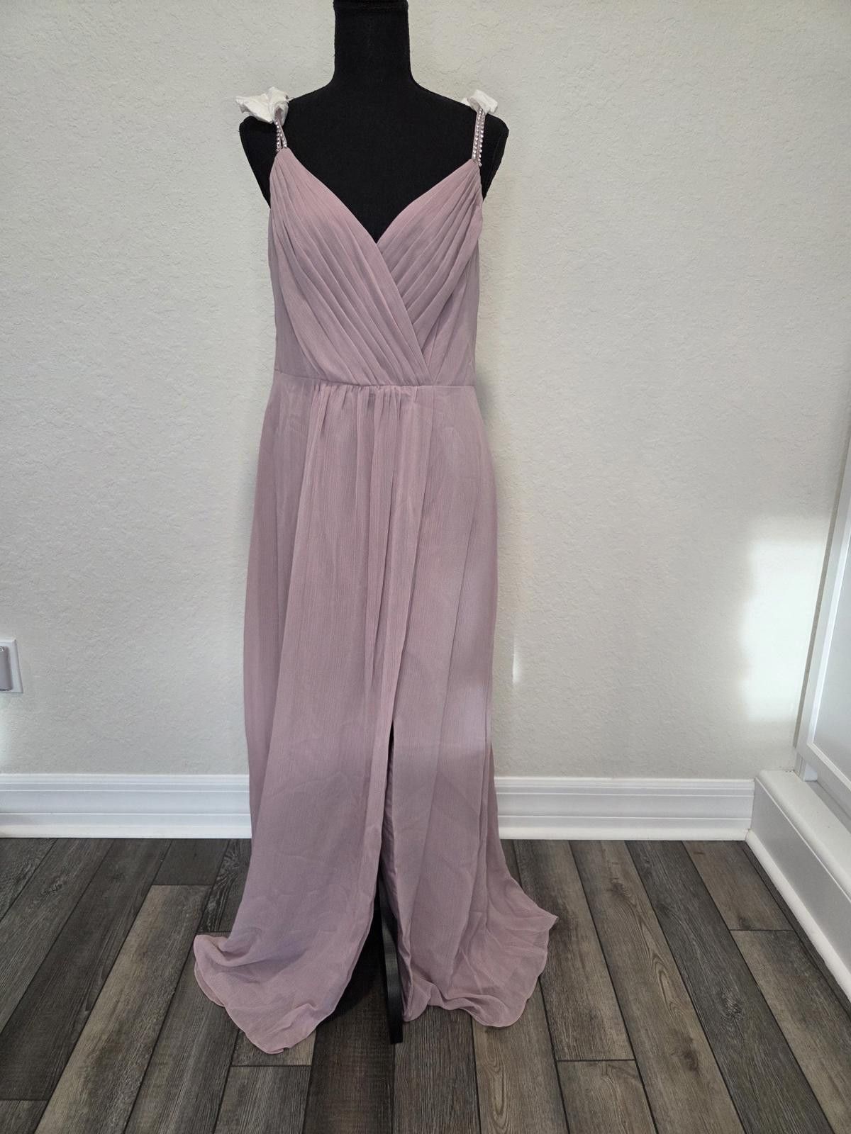 Designer David's Bridal Bridesmaid Dress with Beaded Straps - NWT Size XL / US 12-14 / IT 48-50 - 3 Thumbnail
