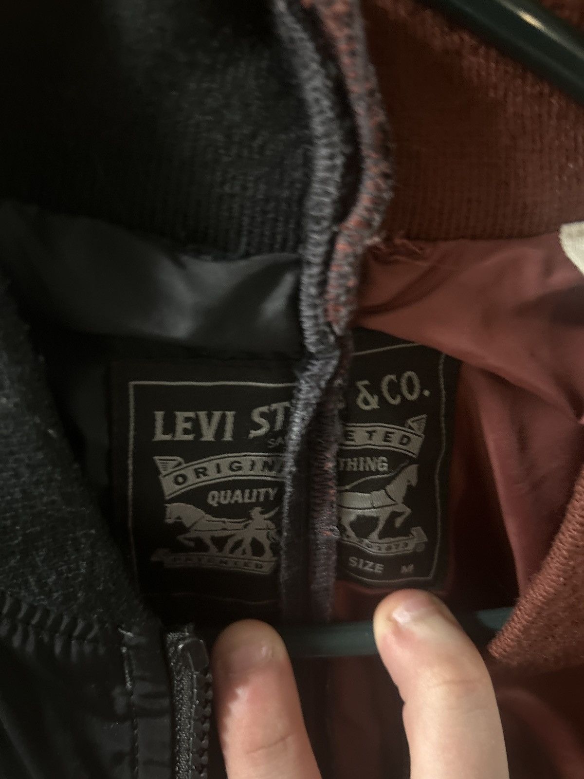 Levi's Levi’s Two-Tone Bomber Jacket (Black/Burgundy) – Size M Size US M / EU 48-50 / 2 - 3 Thumbnail