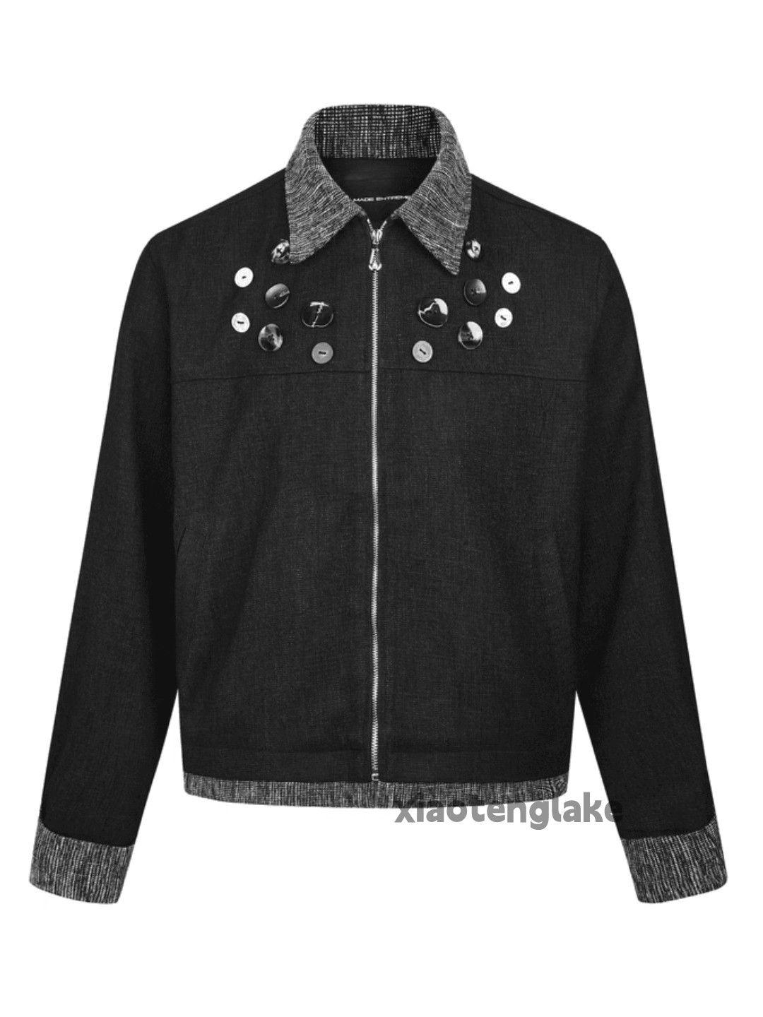 Utility punk yuppie patchwork button cleanfit jacket