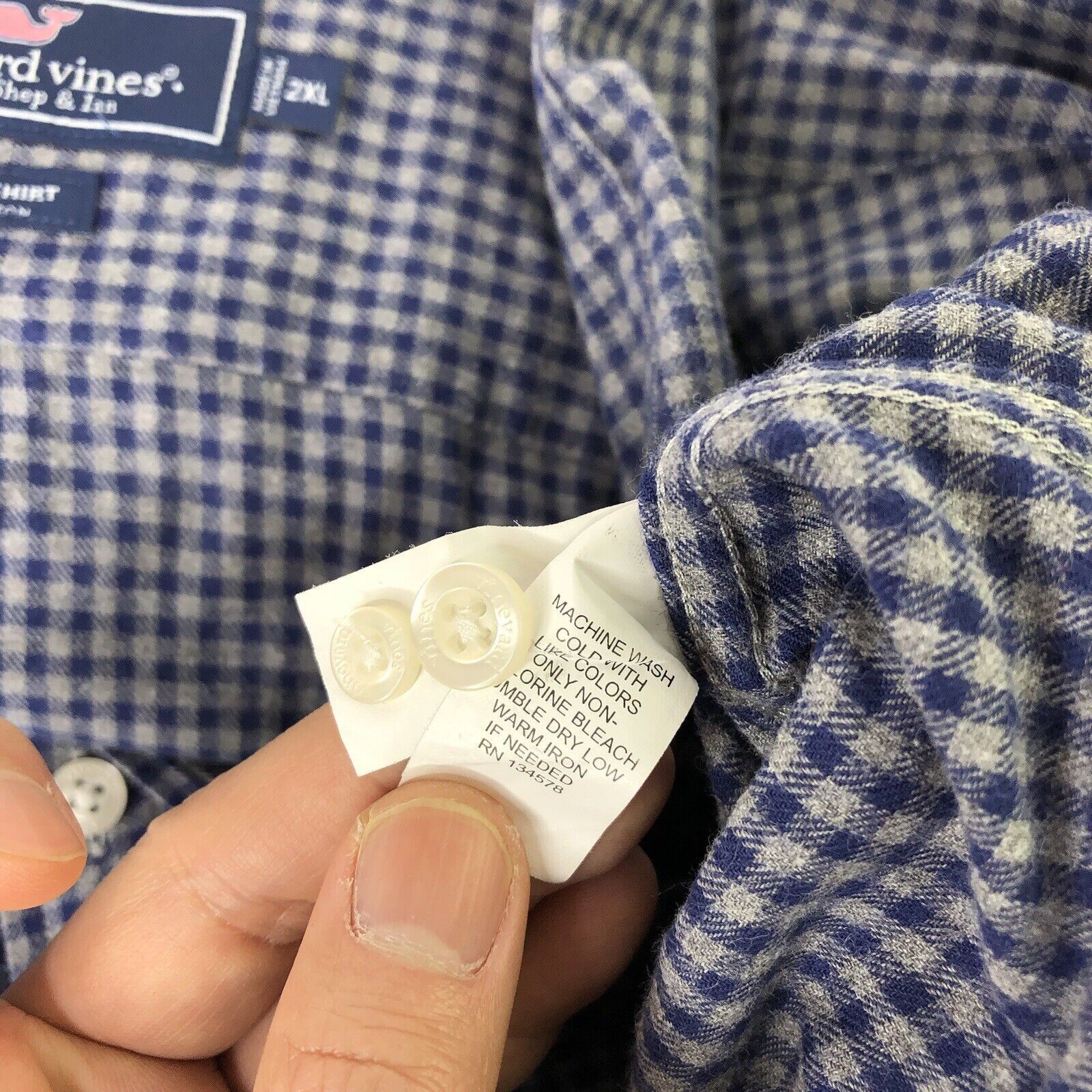 Vineyard Vines Vineyard Vines Men Button Up Whale Shirt 2XL Blue Check Size US XXL / EU 58 / 5 - 6 Thumbnail