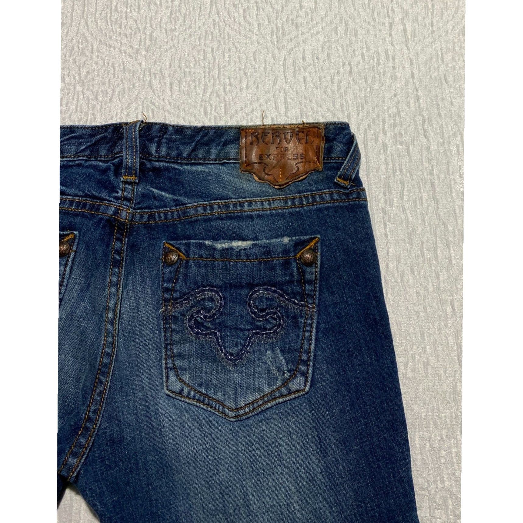 Express Express Jeans Rerock Women's Size 6 Blue Skinny Distressed Stretch Whiskers Size 28" / US 6 / IT 42 - 3 Thumbnail