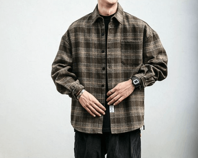 Japanese Brand × Vintage Retro plaid men's casual workwear long sleeve loose shirt Size US L / EU 52-54 / 3 - 1 Thumbnail