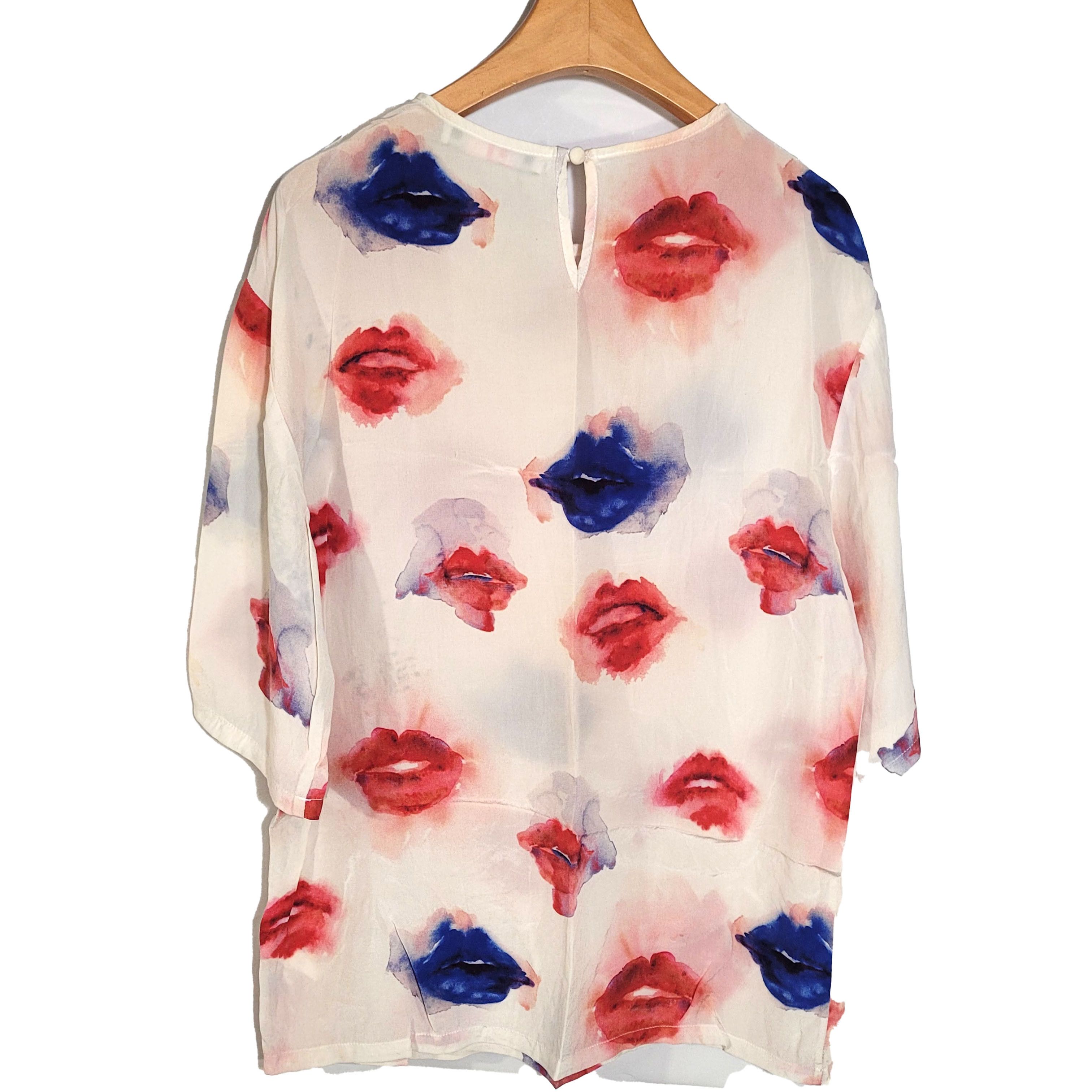 Other Women's 100% Silk Size S Short Sleeve Top Shirt SCB702 Size S / US 4 / IT 40 - 2 Thumbnail
