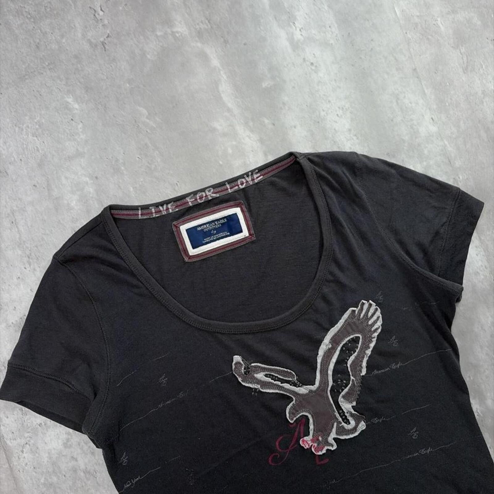 American Eagle Outfitters Y2K Grey American Eagle Grunge Gothic Skater T-Shirt Size L / US 10 / IT 46 - 5 Thumbnail