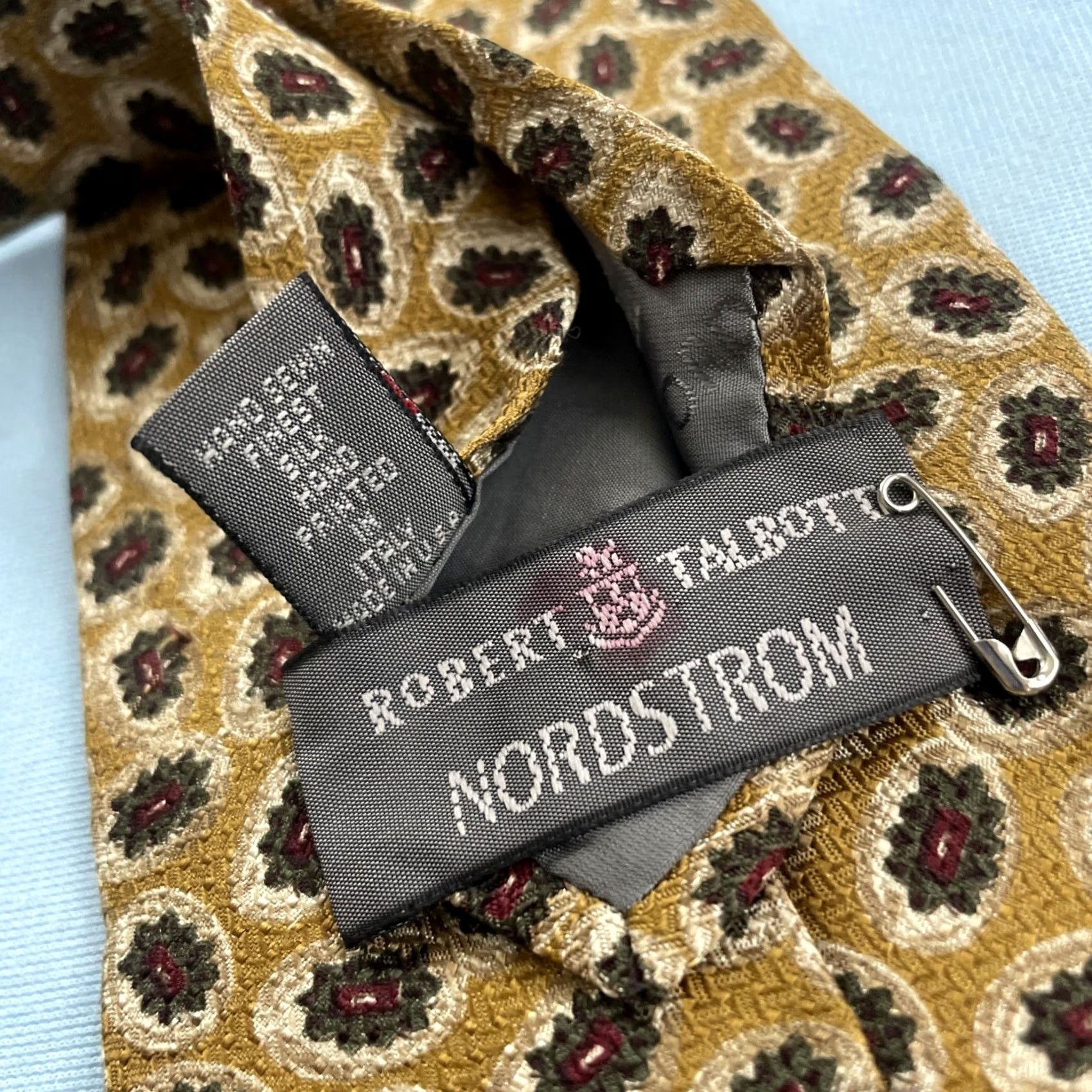 Robert Talbott VINTAGE Robert Tallbott Italy Silk Tie vtg 90s USA Gears Micro Neat Dots Yellow 4x58 Capsule Wide Necktie Size ONE SIZE - 6 Thumbnail