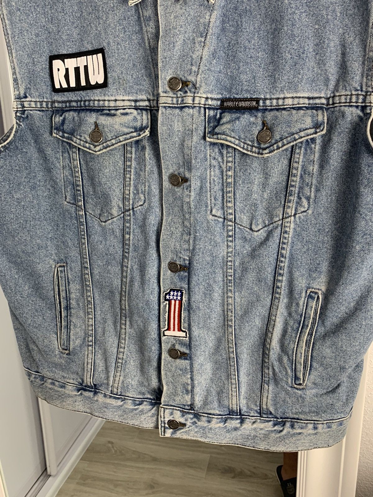 Harley Davidson Harley Davidson Denim Vest Racing Moto Vest Biker logo Size US XL / EU 56 / 4 - 4 Thumbnail
