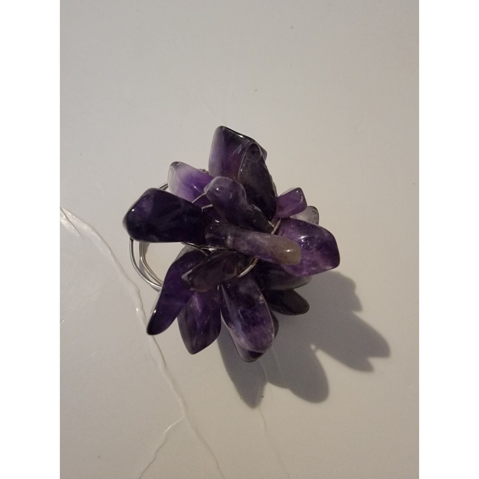 Other Vintage Amethyst Crystal Ring Cluster Chevron Purple Natura Size ONE SIZE - 1 Thumbnail