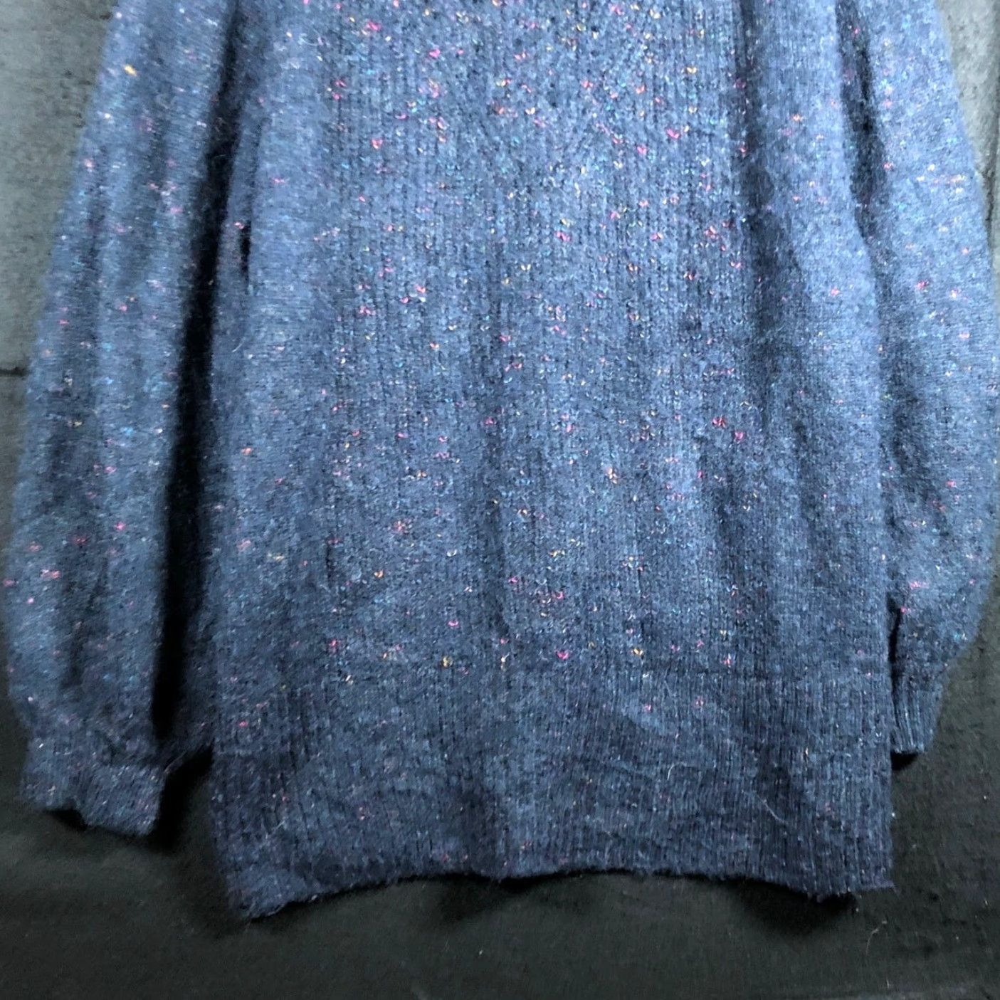Vintage Lauren Conrad Womens Sweater Blue Multi Wool Blend Long Sleeve Crew Large Size L / US 10 / IT 46 - 3 Thumbnail