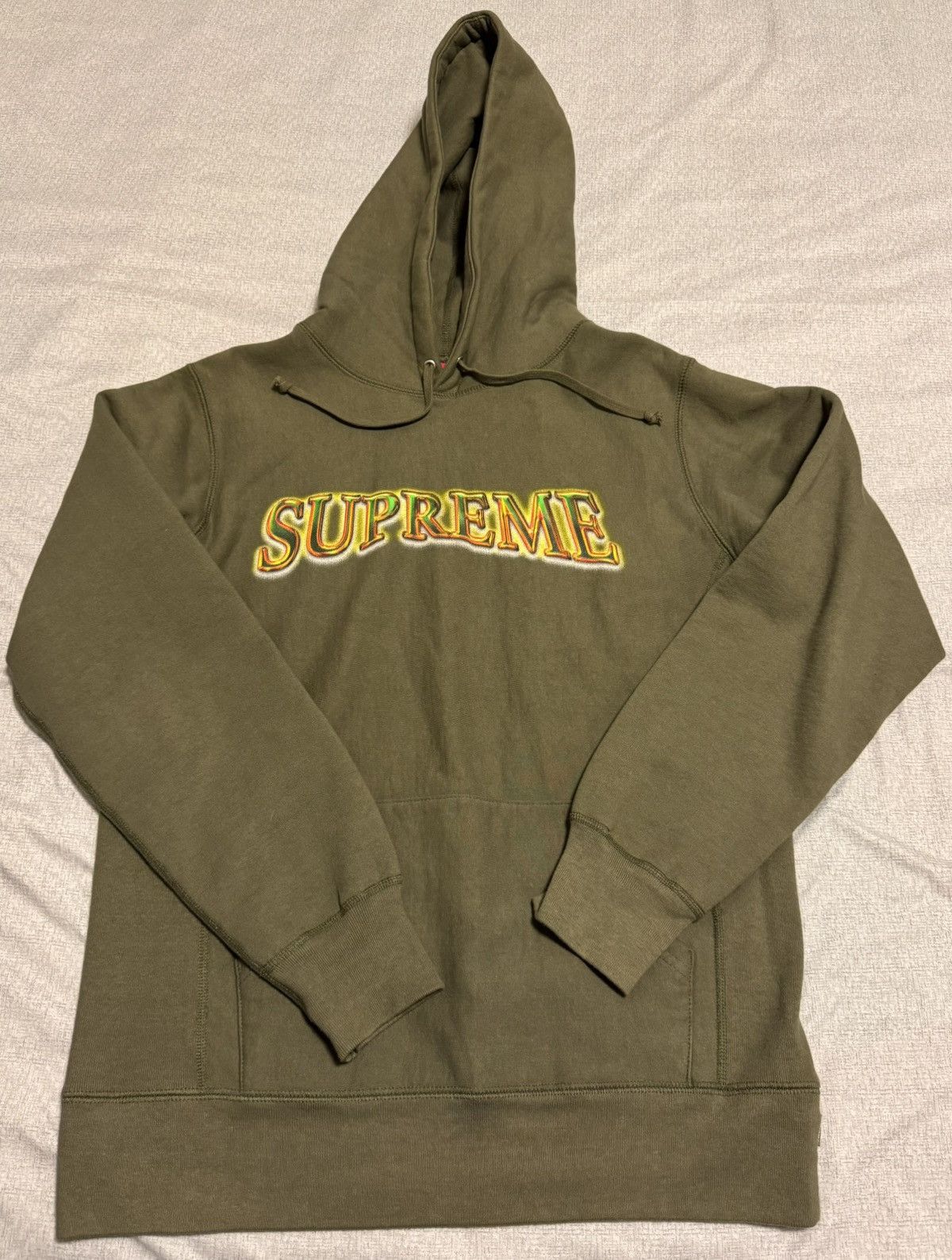 Supreme Size Medium Metallic Arc Hooded Sweatshirt Olive Men