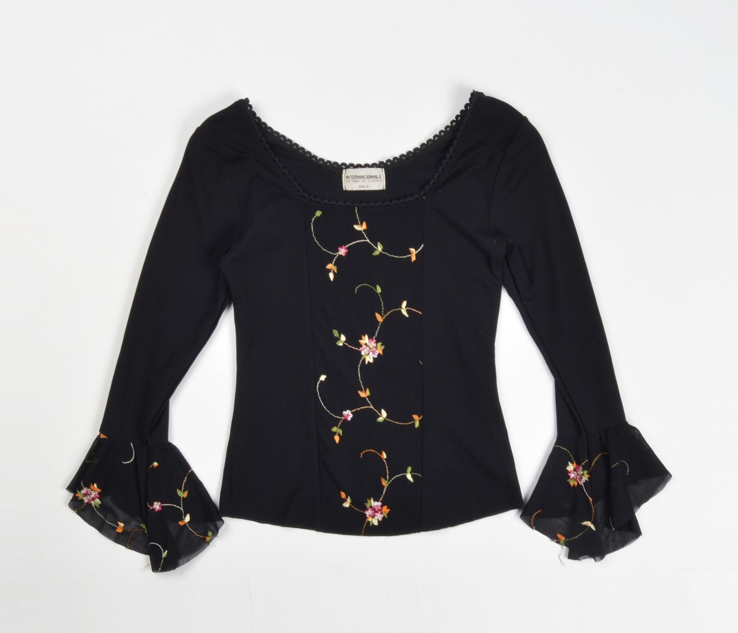 Vintage Vintage Internacionale Mesh Y2K Cottagecore Black Blouse Size S / US 4 / IT 40 - 3 Thumbnail