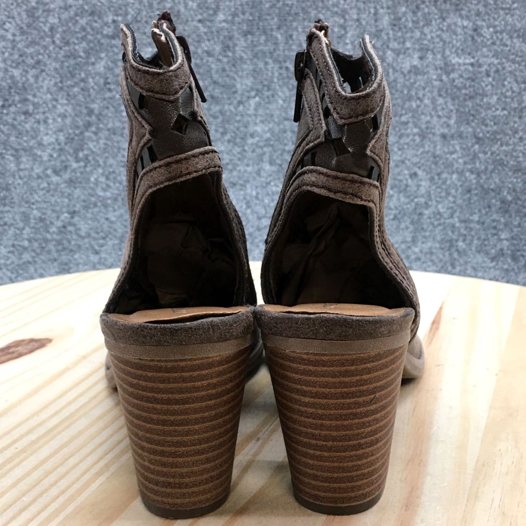Vintage Maurices Boots Womens 8 M Glenda Casual Side Zip Peep Toe Slingback Brown Bootie Size US 9 / IT 39 - 7 Thumbnail