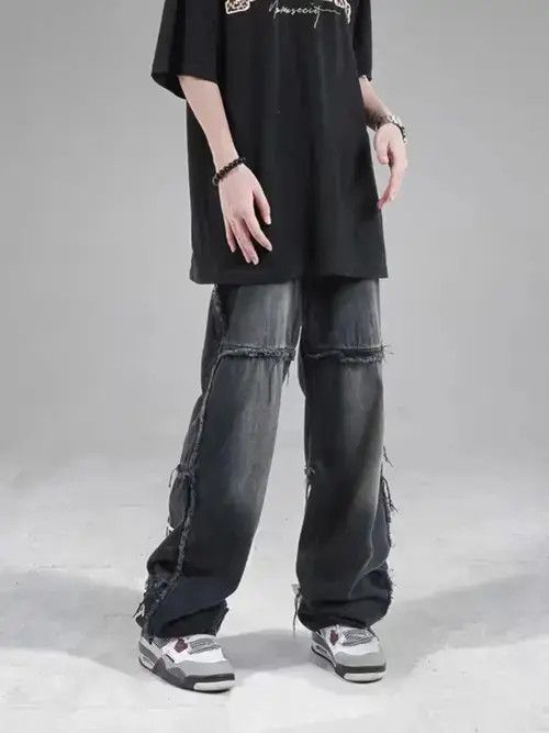 Japanese Brand × Jean Street Hip Hop Black Gradient Wide Leg Jeans Size US 32 / EU 48 - 2 Thumbnail