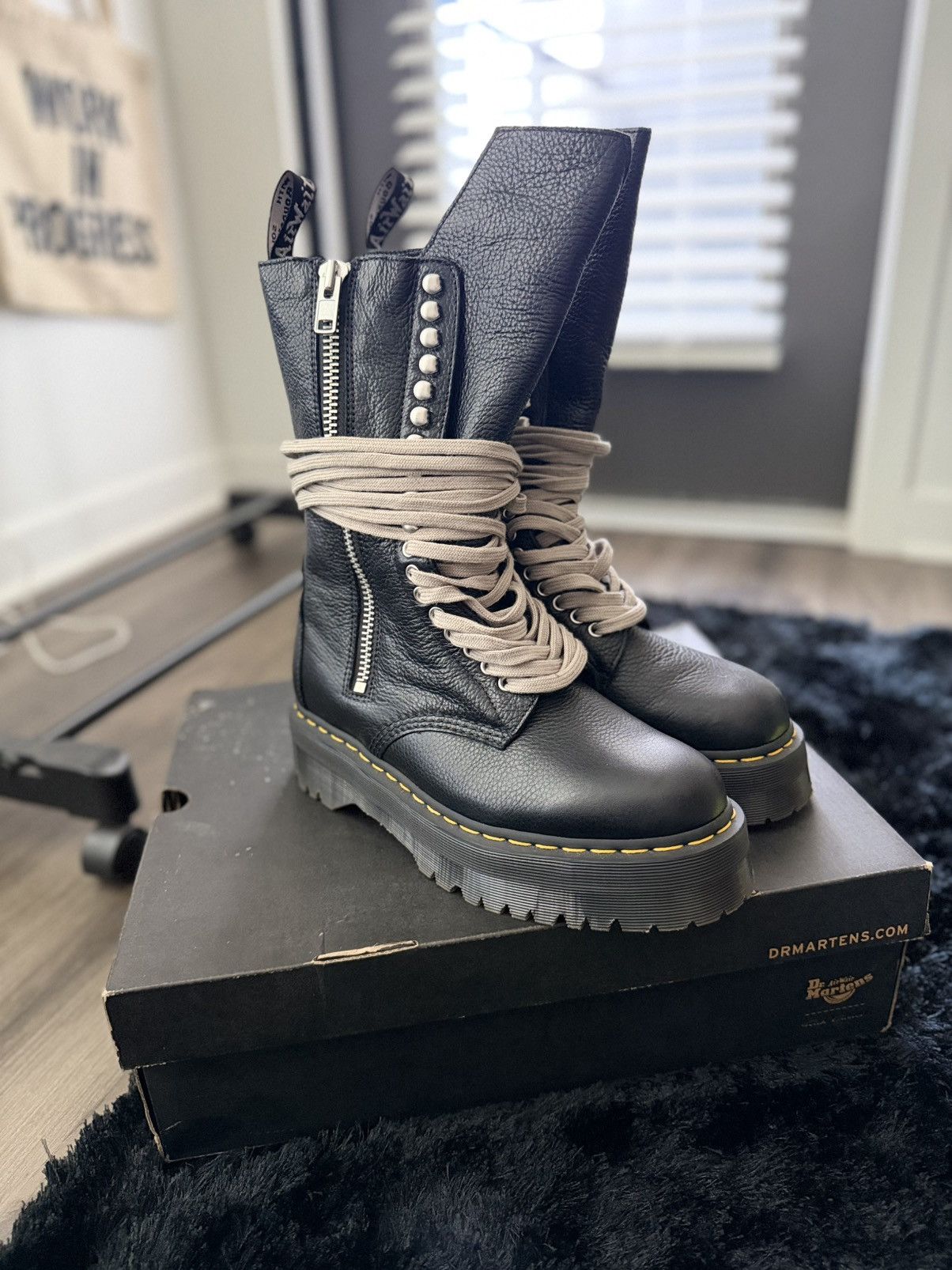 Dr. Martens × Rick Owens Dr Marten Quad Leather Sole Calf Boot Rick Owen Size US 10 / EU 43 - 1 Thumbnail