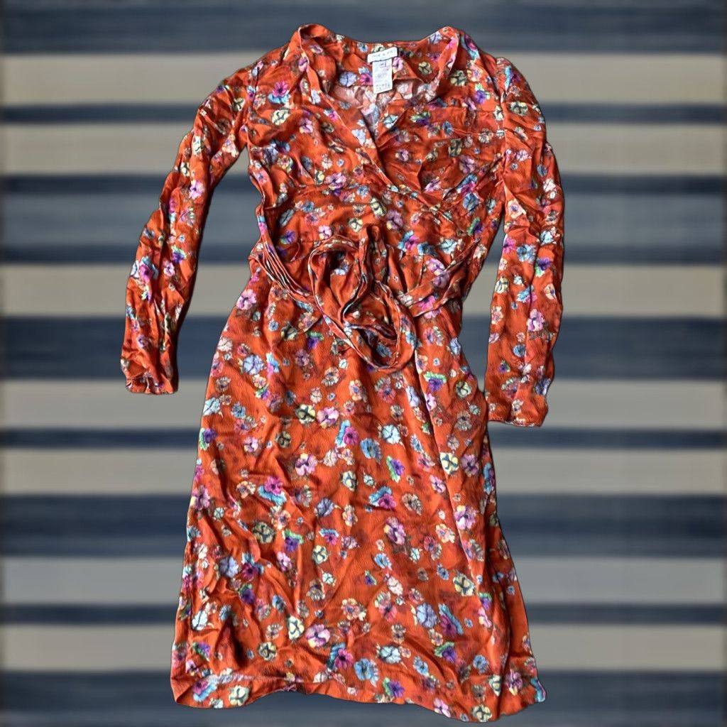 Paul & Joe PAUL & JOE Paris 100% Silk Floral Dress Womens 40 Multicolor Floral Silk Dress Casual Party/Cocktail Wrap Dress Size S / US 4 / IT 40 - 1 Thumbnail