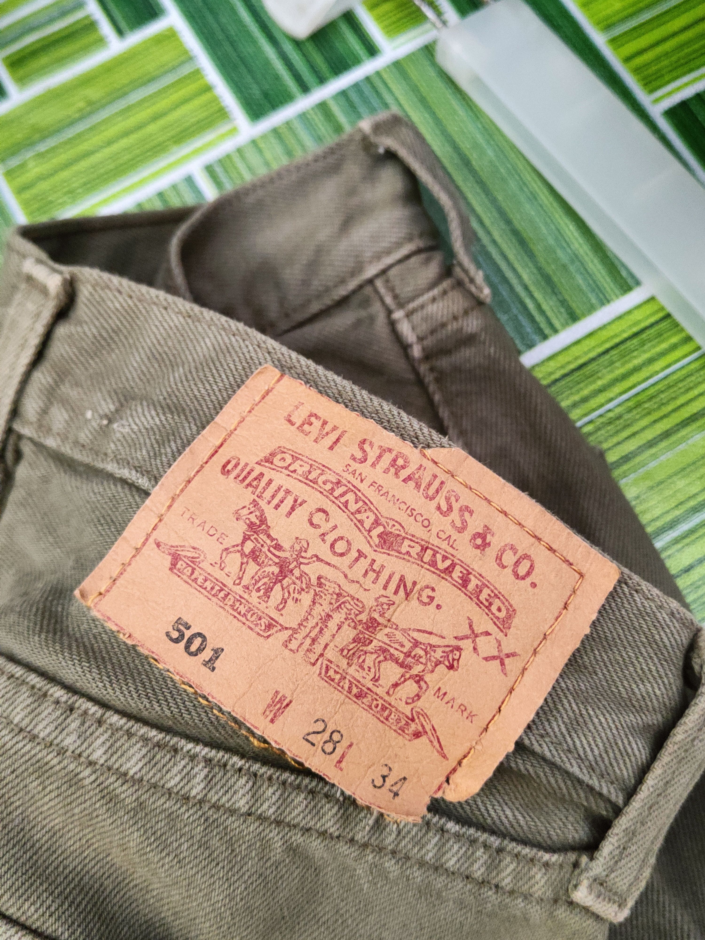 Levi's 501 Levi's Olive vintage Denim Jeans #S2836 Size US 27 - 16 Thumbnail