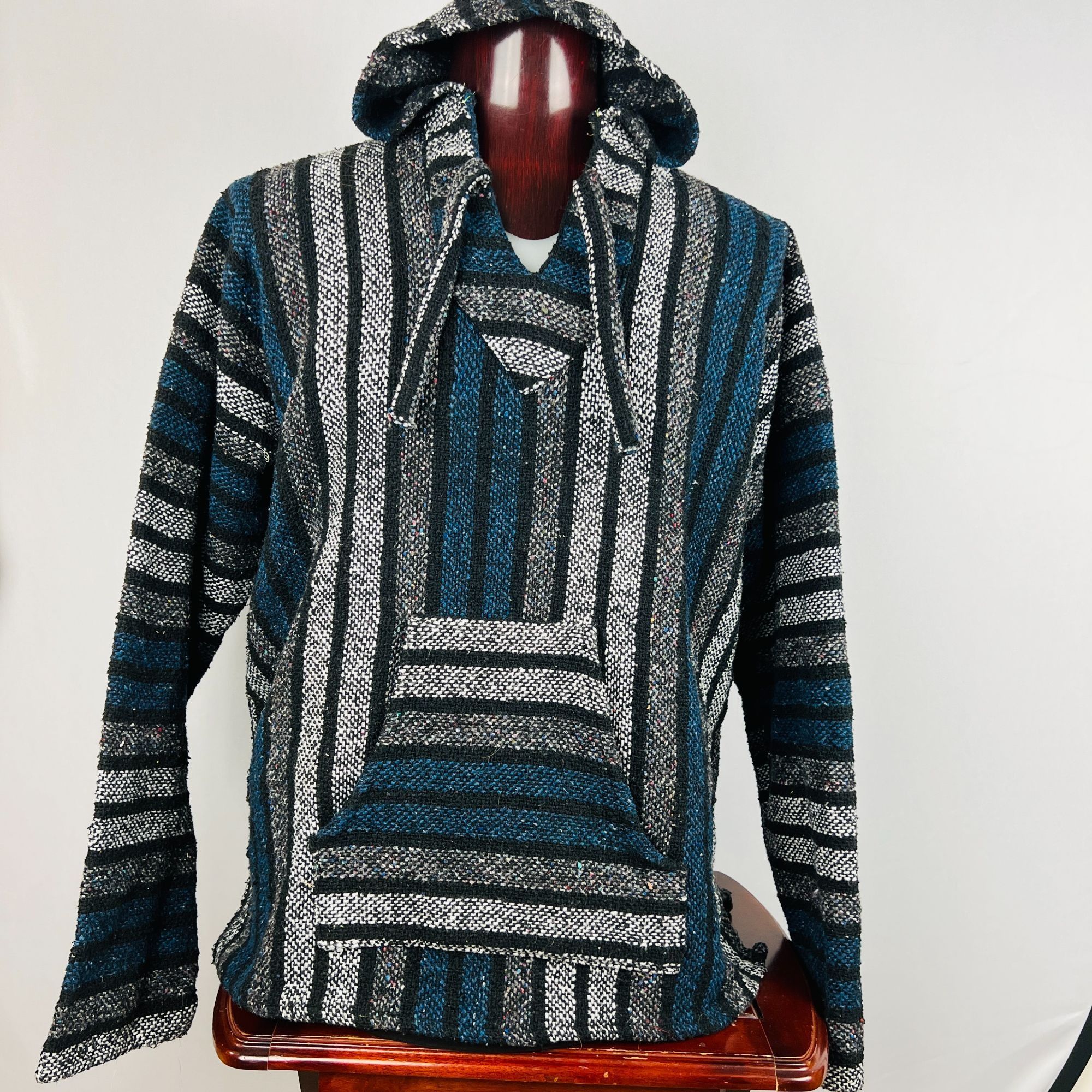 Designer Baja Hoodie Hippie Rasta Surfer Pullover Jacket Mexican Size US L / EU 52-54 / 3 - 1 Thumbnail