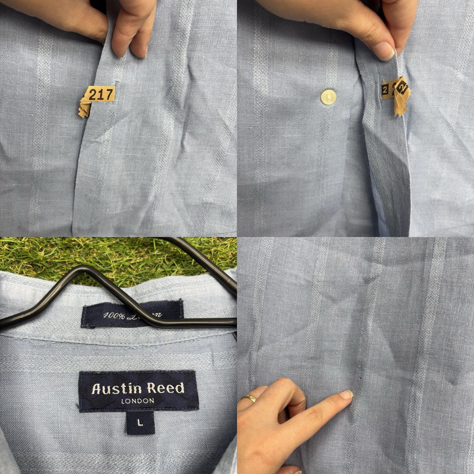 Austin Reed Austin Reed Shirt Mens L Short Sleeve Button-Up Striped Linen Casual Preppy Blue Size US L / EU 52-54 / 3 - 8 Thumbnail
