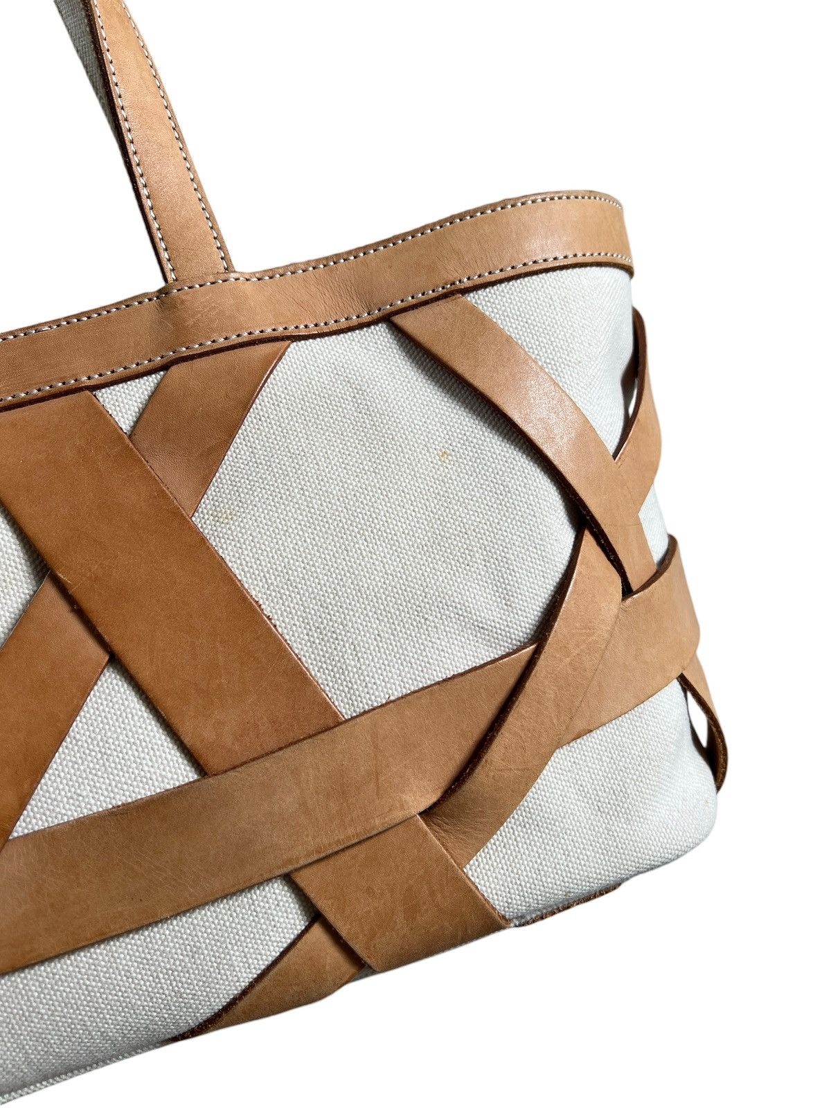 Yohji Yamamoto 1990 Yohji Yamamoto Y’SACCS Heavy Canvas + Leather Handbag Size ONE SIZE - 8 Thumbnail