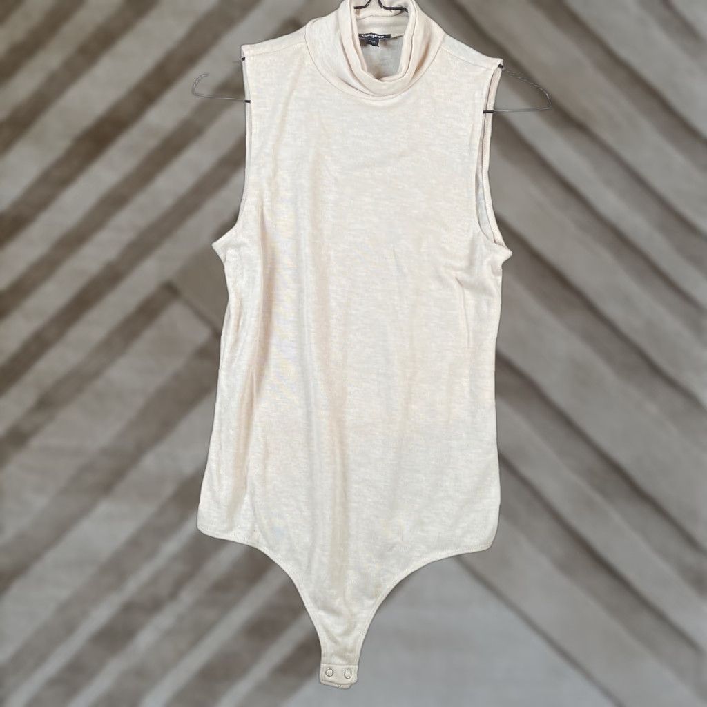 Express Express Womens Sweater Sleeveless Mock Neck Bodysuit Cream Medium Size M / US 6-8 / IT 42-44 - 1 Thumbnail