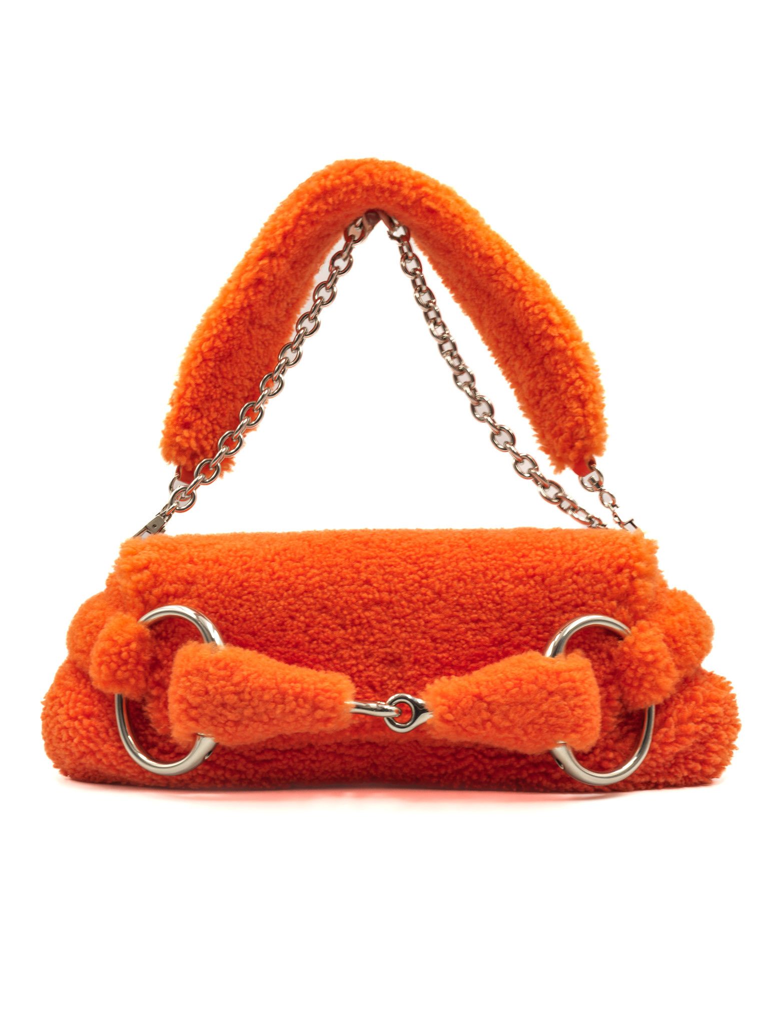 Gucci Gucci Horsebit Chain Bag in Orange Merino Wool Size ONE SIZE - 1 Thumbnail