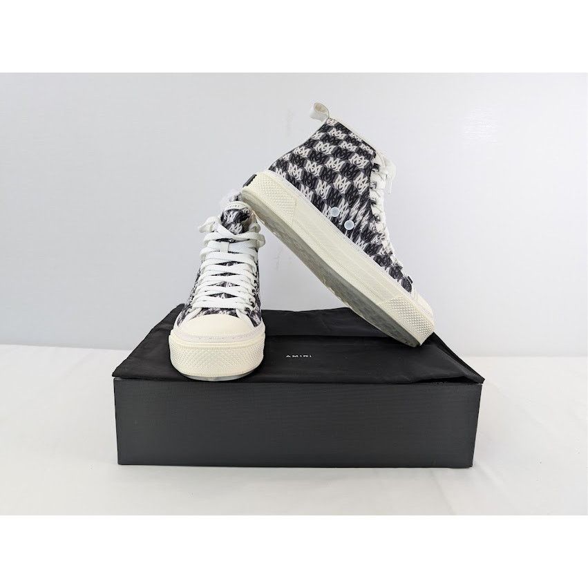 Amiri o1rshd1 Court Hi Allover Logo Sneakers in Black / White Size US 12 / EU 45 - 20 Thumbnail