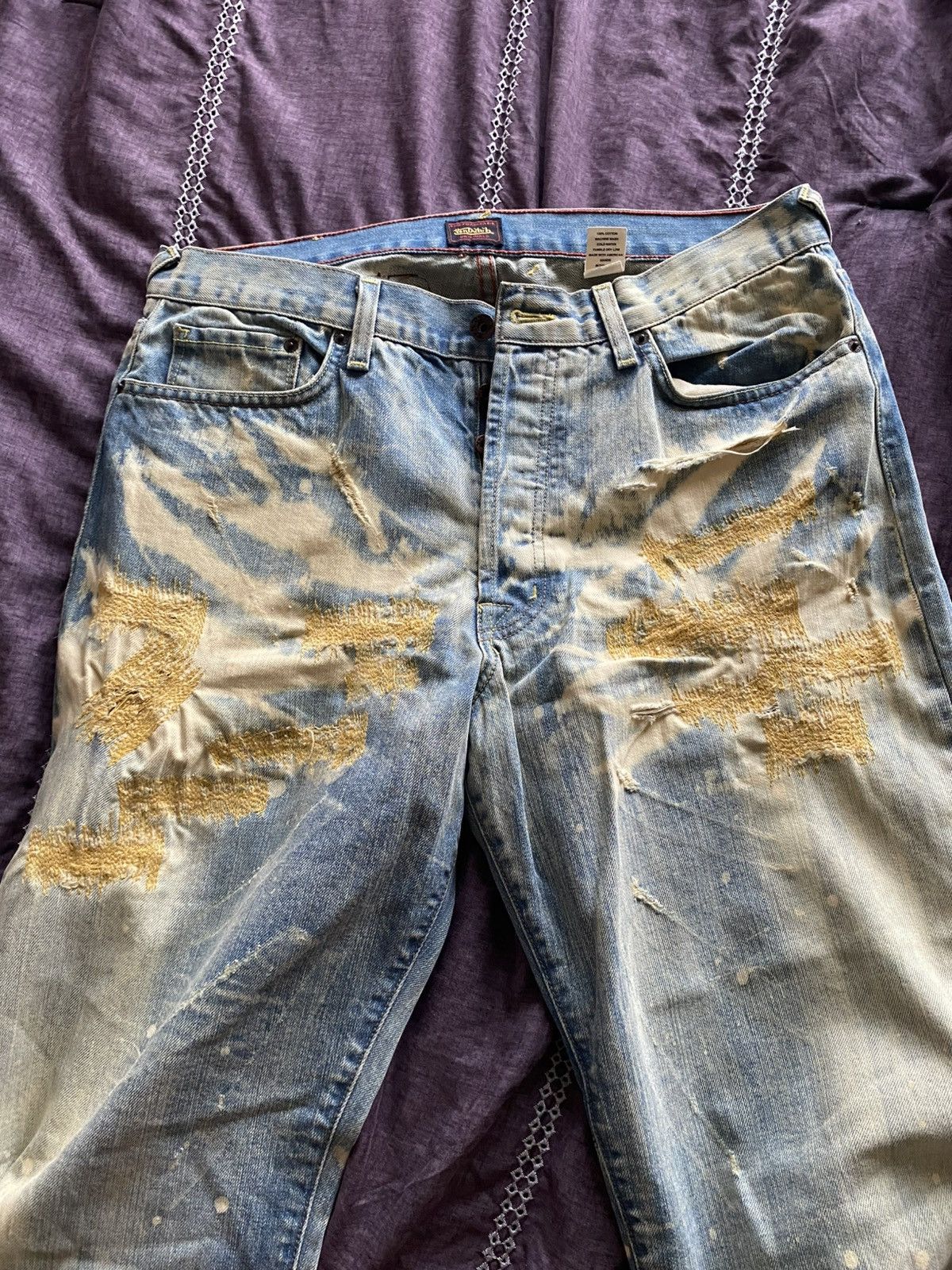 Von Dutch Von Dutch Originals Bleach Wash Distressed Jeans – Size 34 m Size US 34 / EU 50 - 3 Thumbnail