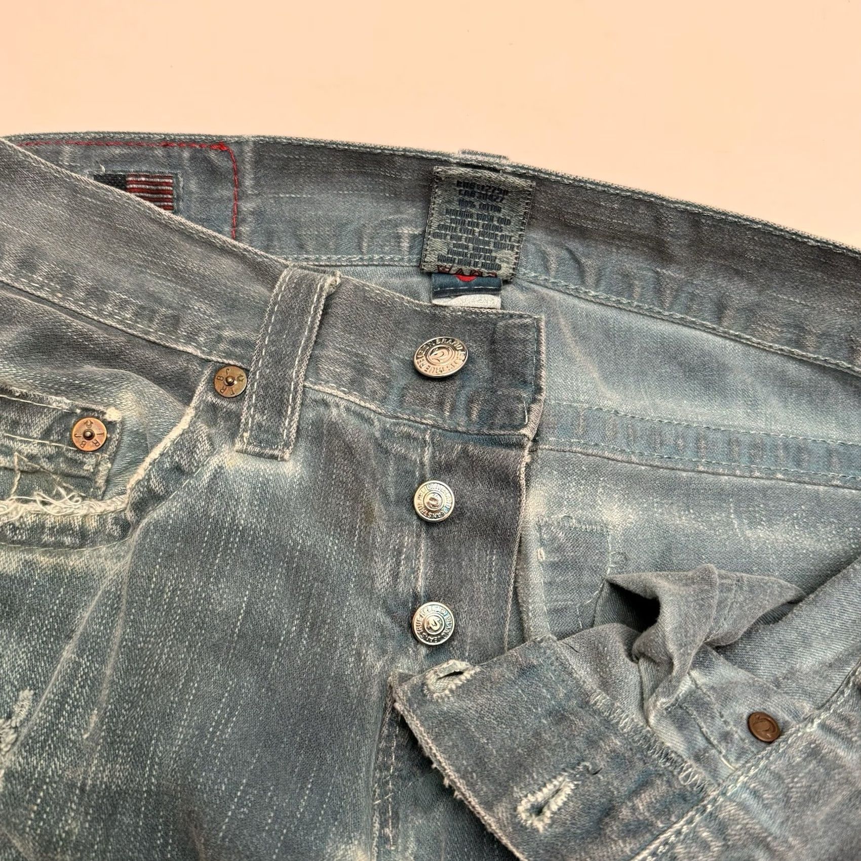 True Religion TRUE RELIGION Geno Jeans Straight Distressed USA 30x31 Mens Blue Size US 30 / EU 46 - 7 Thumbnail