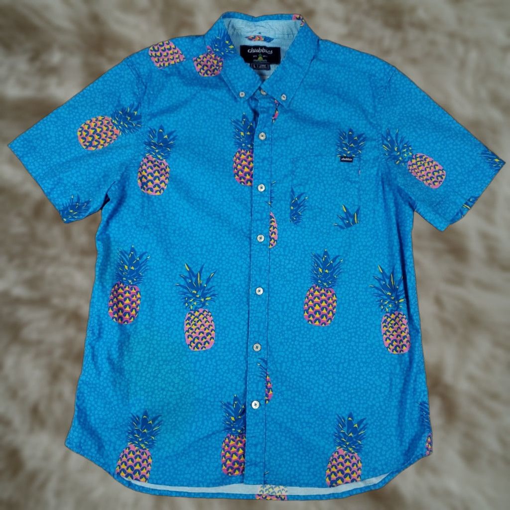 Chubbies Chubbies Shirt Mens Size Large Blue Pineapple Button Up Short Sleeve Size US L / EU 52-54 / 3 - 1 Thumbnail
