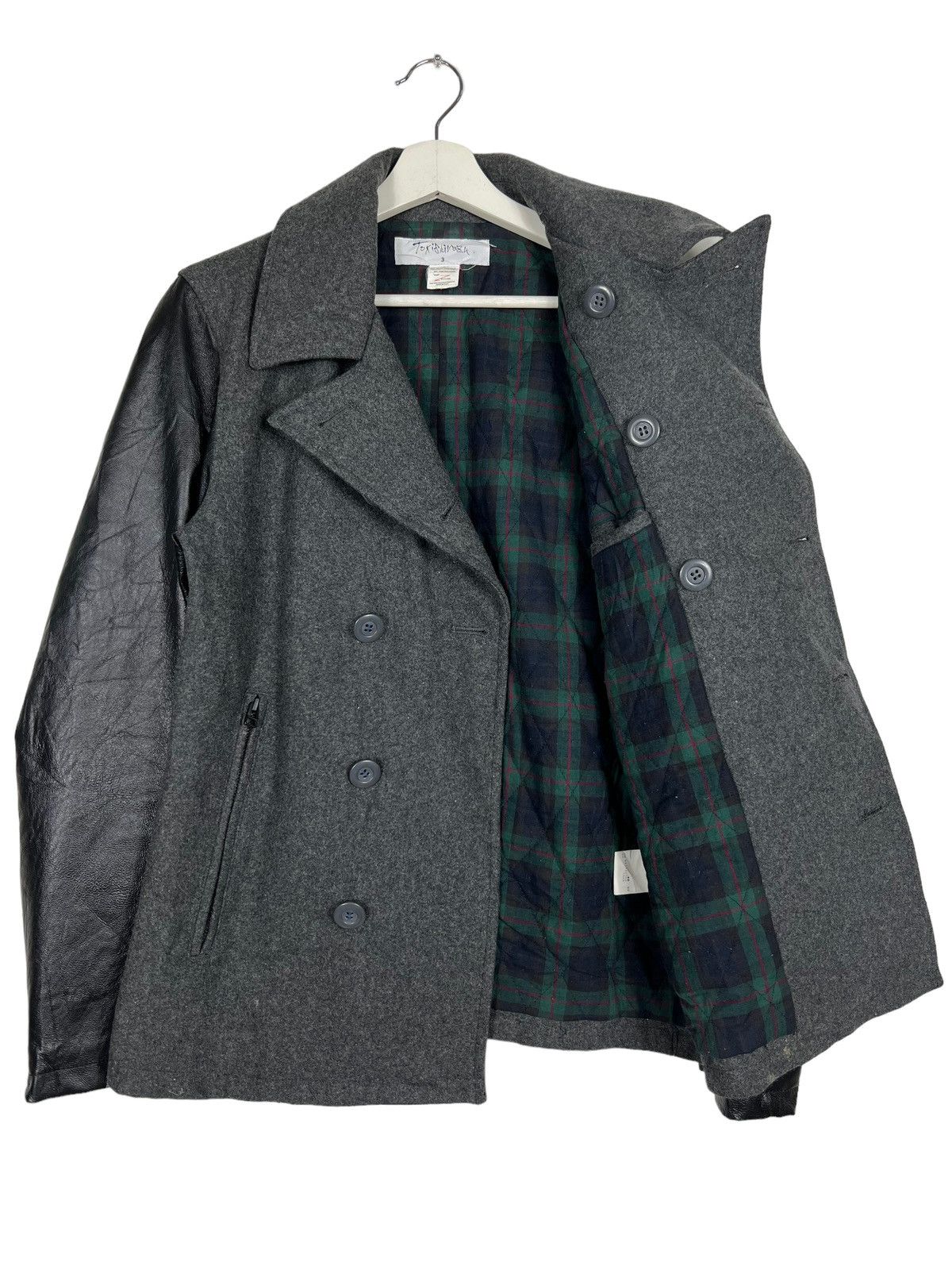 Japanese Brand 🔥 TOKISHIRAZU PEACOAT LEATJER SLEEVE Size US M / EU 48-50 / 2 - 9 Thumbnail