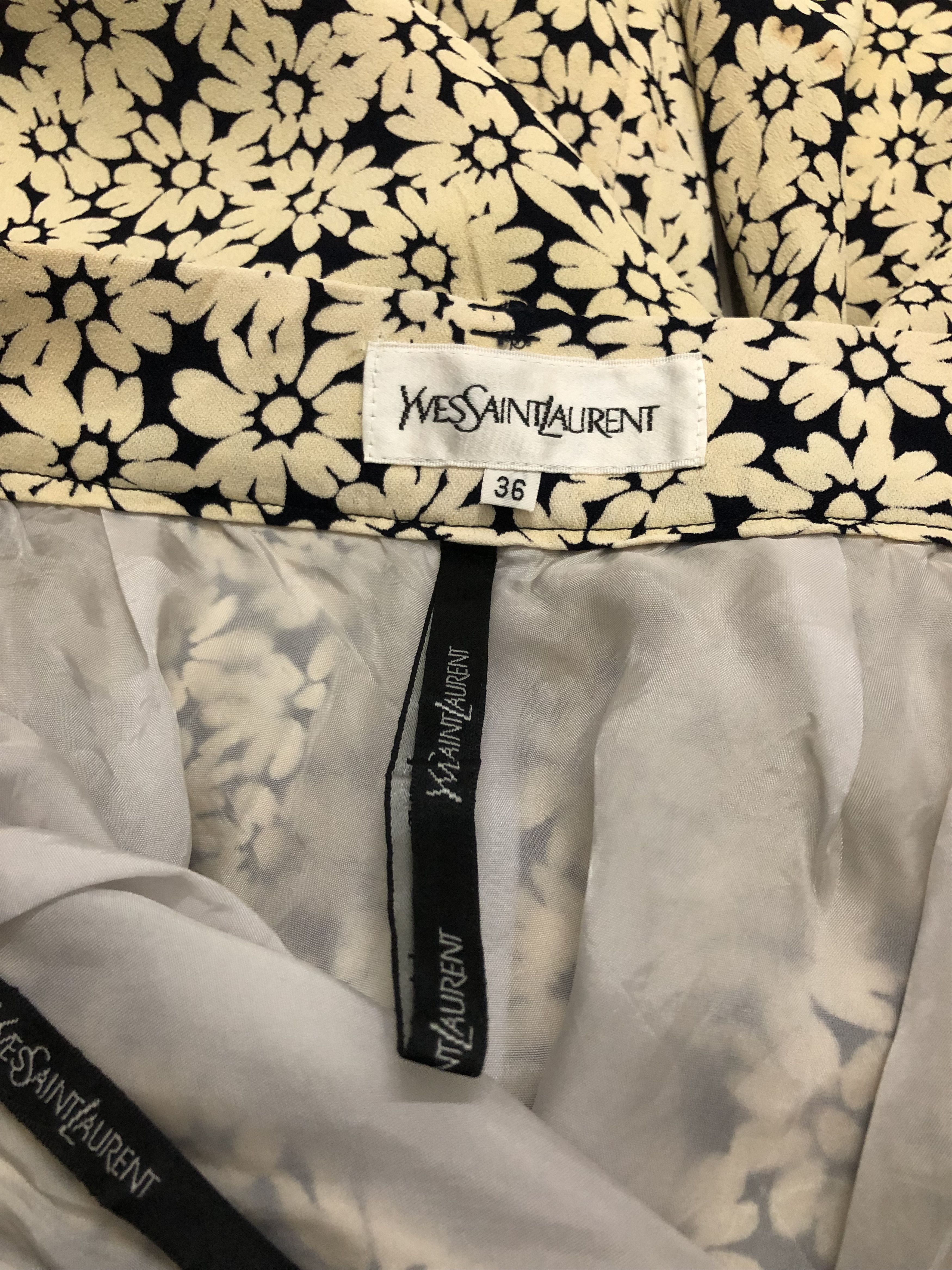 Designer × Yves Saint Laurent Vintage Yves Saint Laurent Rayon Floral Size 25" / US 0 / IT 36 - 9 Thumbnail