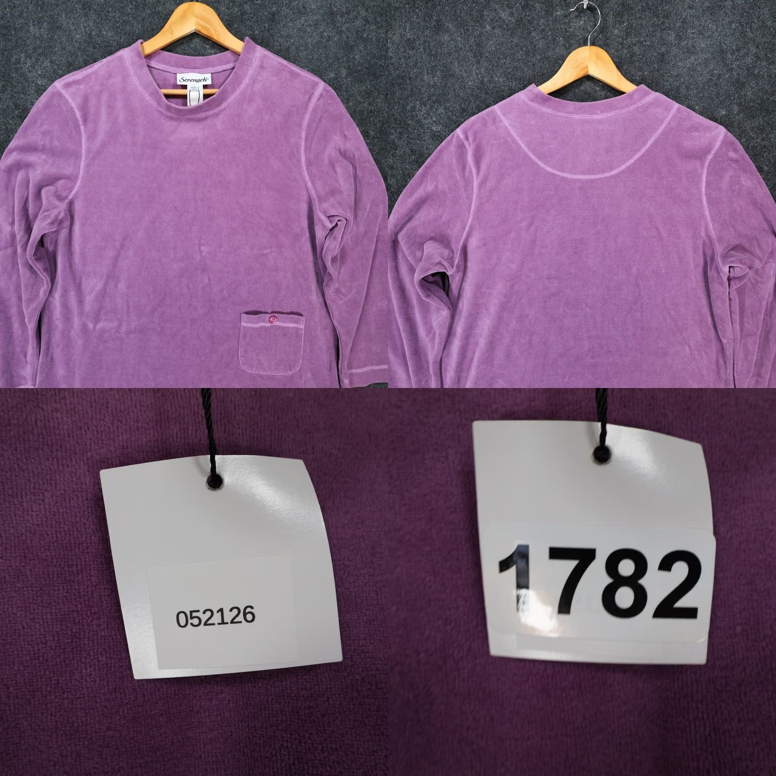 Velour Serengeti Velour Pullover Womens Large Purple Long Sleeve Pocket Top Size L / US 10 / IT 46 - 8 Thumbnail