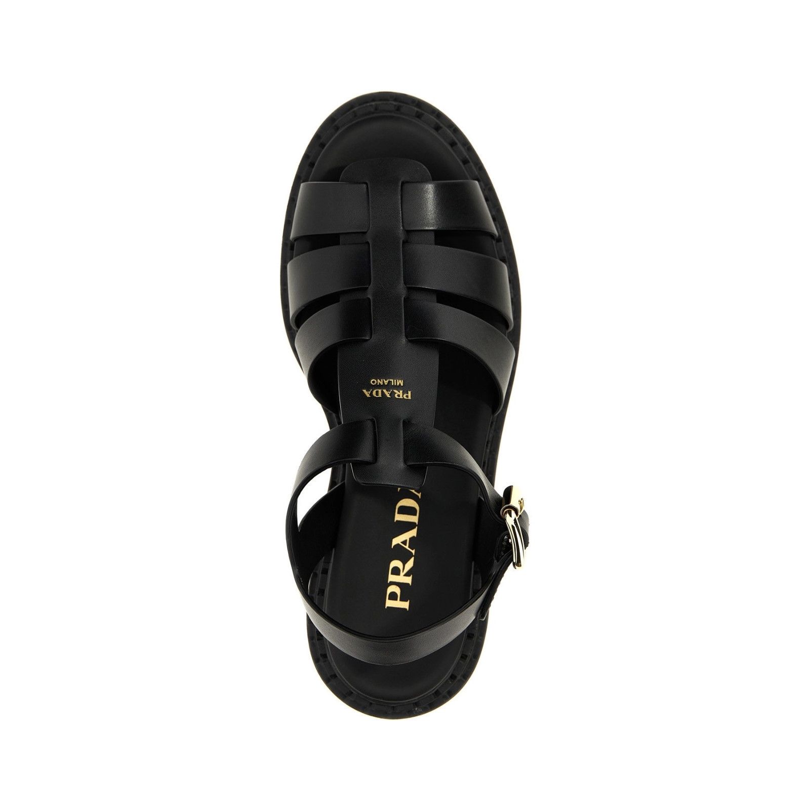 Prada PRADA Monolith Black Leather Sandals New & Authentic (Women' Size US 10 / IT 40 - 4 Thumbnail