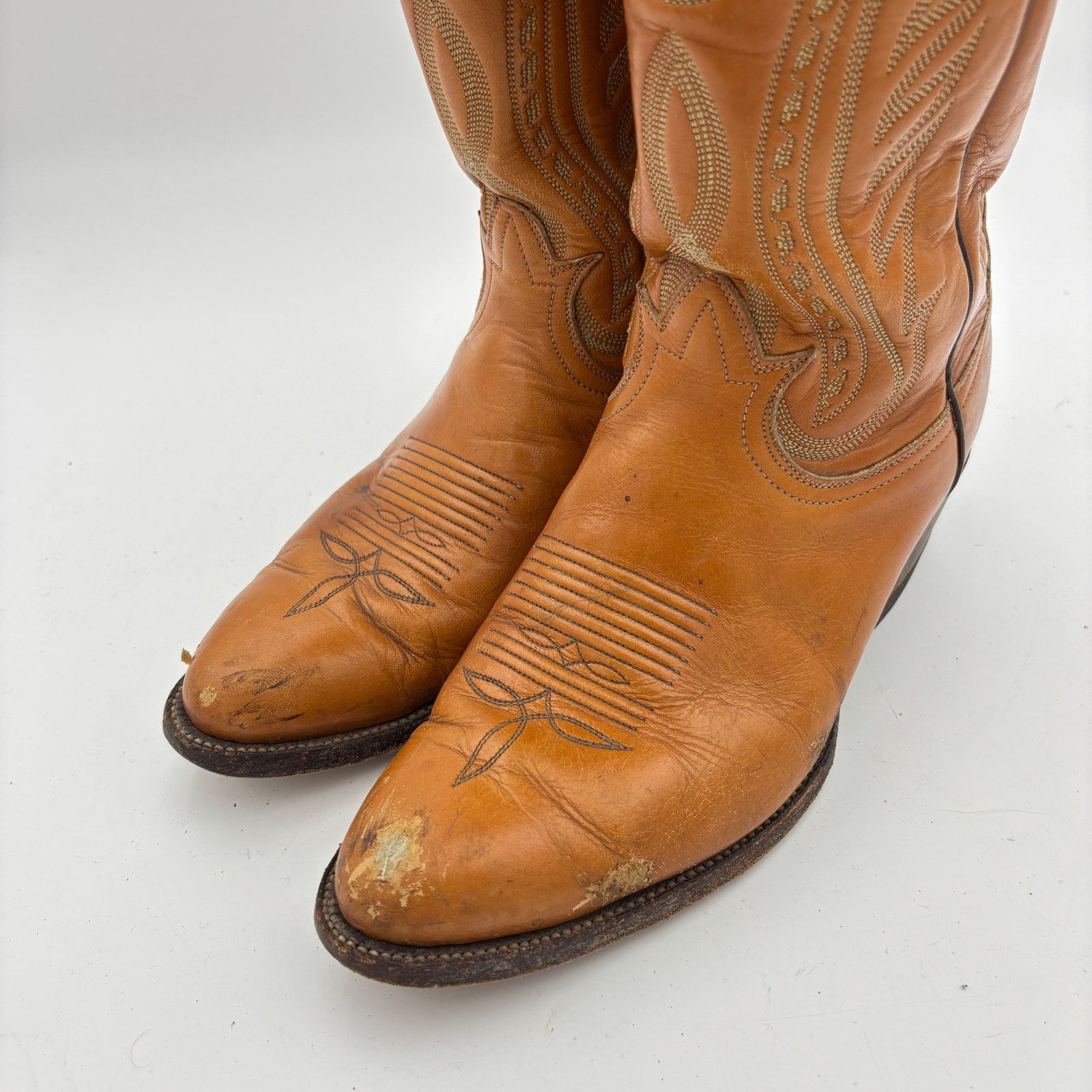 Tony Lama Vintage Tony Lama 6130 Stitched Leather Boots Men's 8.5D Size US 8.5 / EU 41-42 - 14 Thumbnail