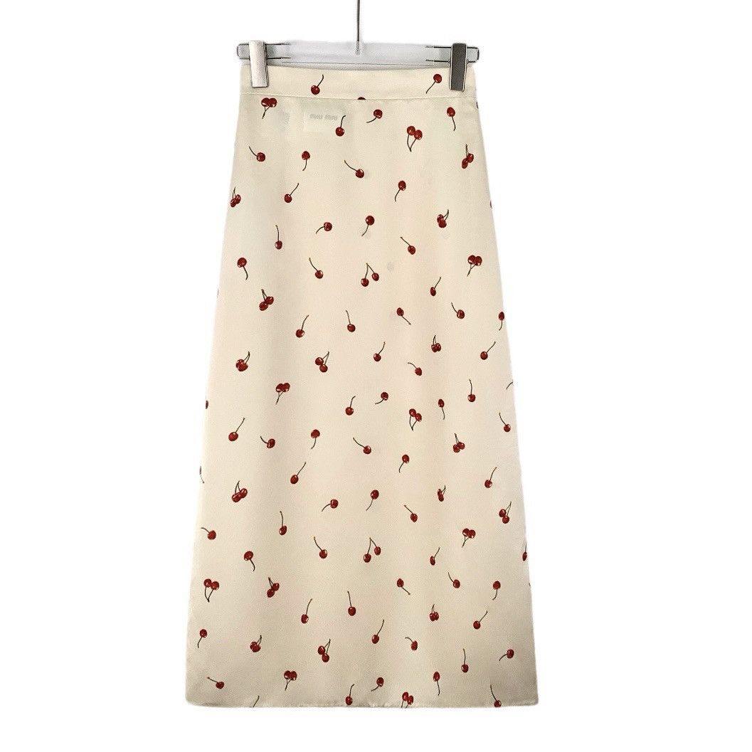Miu Miu Miu Miu Beige Cherry Full Print Casual Halter Long Dress Size 25" / US 0 / IT 36 - 1 Thumbnail