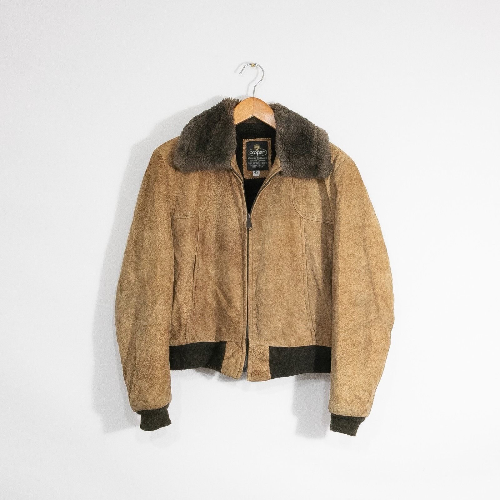 Cooper × Vintage Vintage Cooper Sheraling Zip Up Bomber Jacket Mens 42 Suede Size US M / EU 48-50 / 2 - 2 Thumbnail