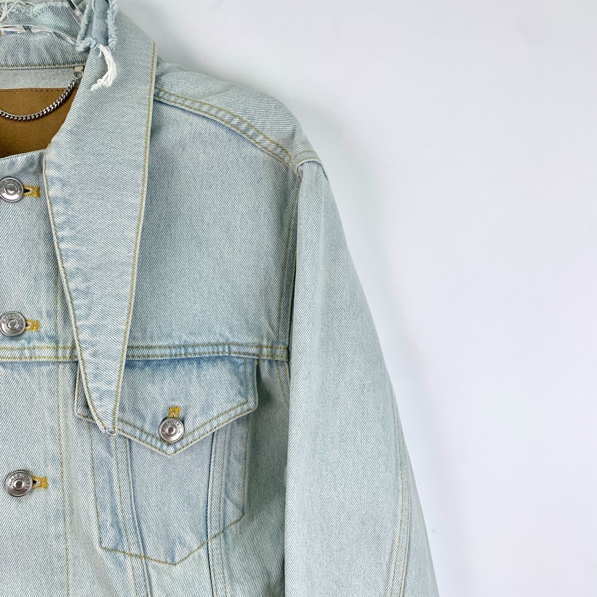 Balenciaga Balenciaga Light Blue Cotton Single-Breasted Denim Jacket Si Size S / US 4 / IT 40 - 6 Thumbnail