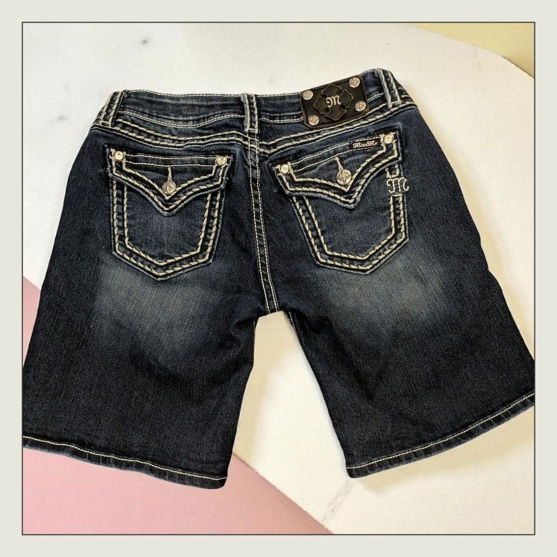 Miss Me MISS ME Denim Shorts Women 30 Dark Blue Wash Signature Mid Size 30" / US 8 / IT 44 - 2 Thumbnail
