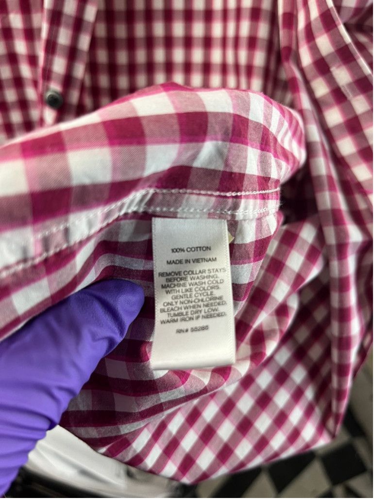 Express Express Fitted Gingham Shirt M 15-15.5 Red White 100% Cotton Size US M / EU 48-50 / 2 - 4 Thumbnail