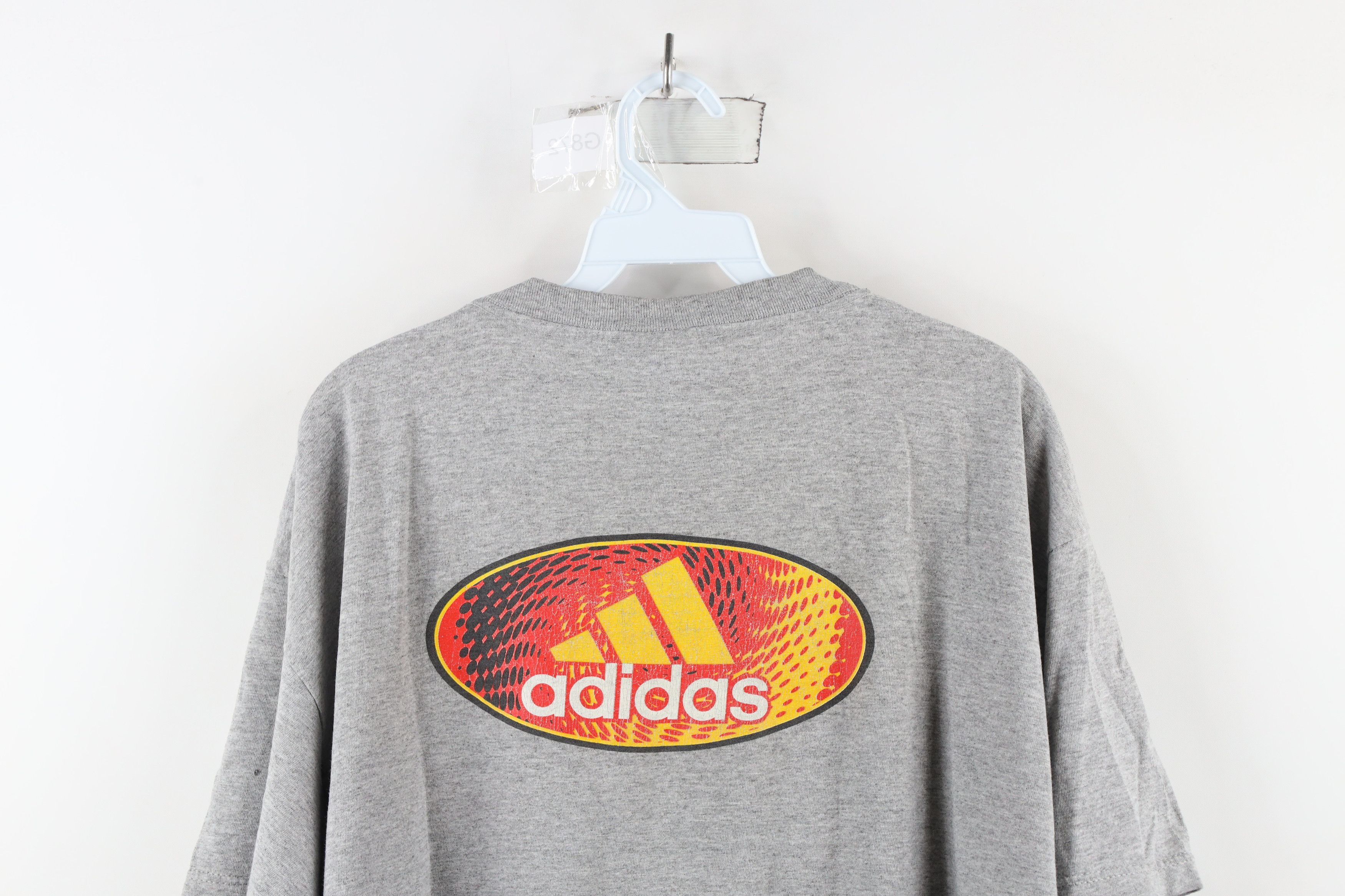 Adidas × Vintage Vintage 90s Adidas Spell Out Geometric T-Shirt Gray USA Size US L / EU 52-54 / 3 - 13 Thumbnail
