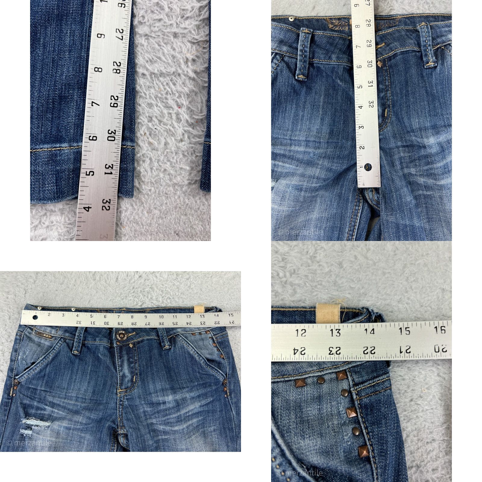 Vintage H&G Jeans Womens 7 Blue Denim Bootcut Distressed Embroidered 5-Pocket Cotton Blend Regular Blue 1900s? Size 28" / US 6 / IT 42 - 9 Thumbnail