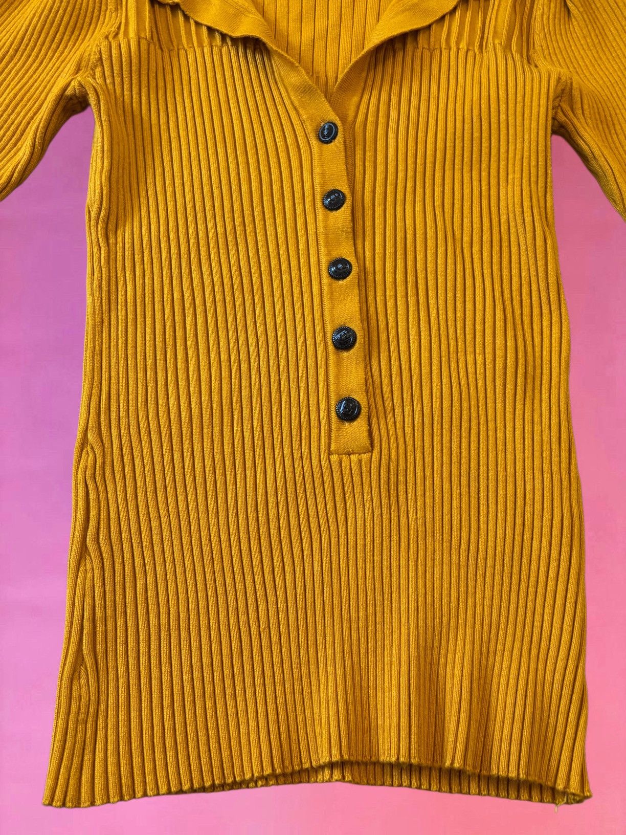 Karl Lagerfeld Karl Lagerfeld Paris Yellow Ribbed Collar Blouse - XS Size XS / US 0-2 / IT 36-38 - 12 Thumbnail
