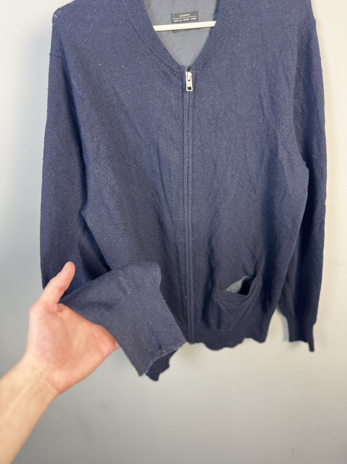 Allsaints × Vintage Rare Allsaints ripped design wool/nylon/cashmere sweater Size US L / EU 52-54 / 3 - 8 Thumbnail